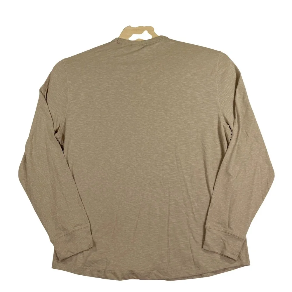 Banana Republic Long Sleeve T-Shirt Mens XL Tan Slub Cotton Crew Neck